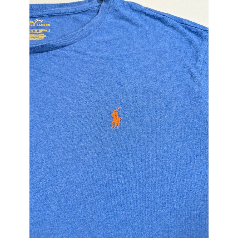 Polo Ralph Lauren Mens XL Blue Heather Short Sleeve Pony Logo T-Shirt Stained - Picture 5 of 8